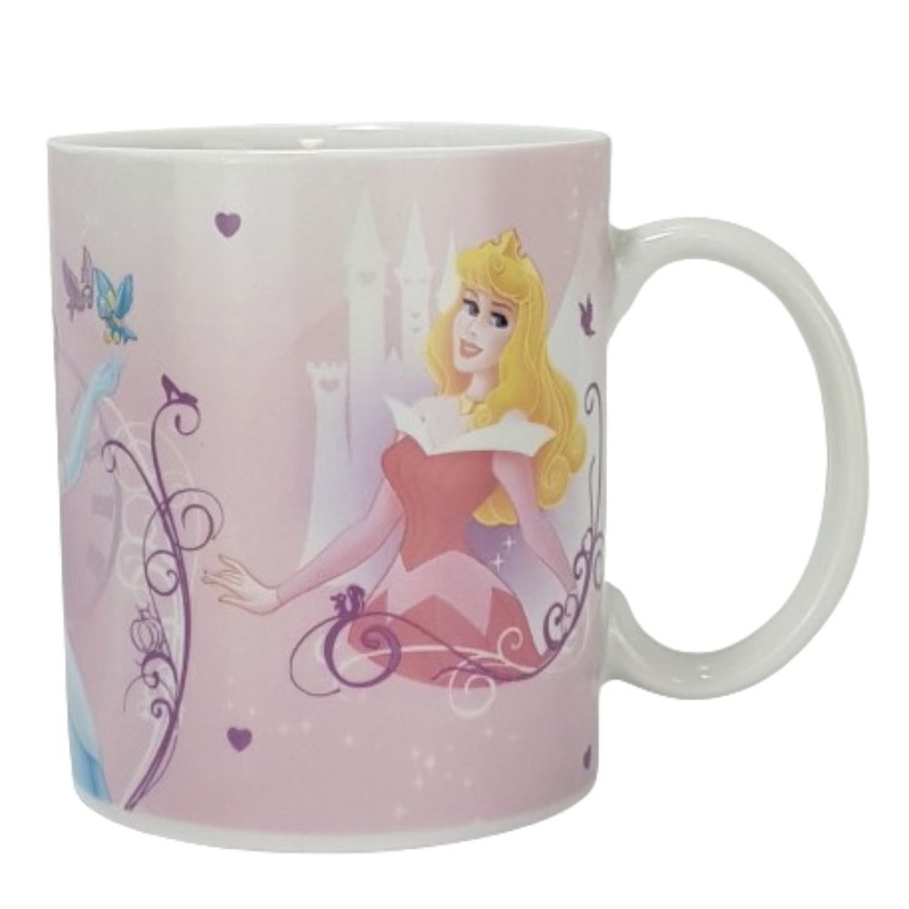 Vintage ENESCO DISNEY Princess Mug Teacup Cinderella Belle Aurora Pink White